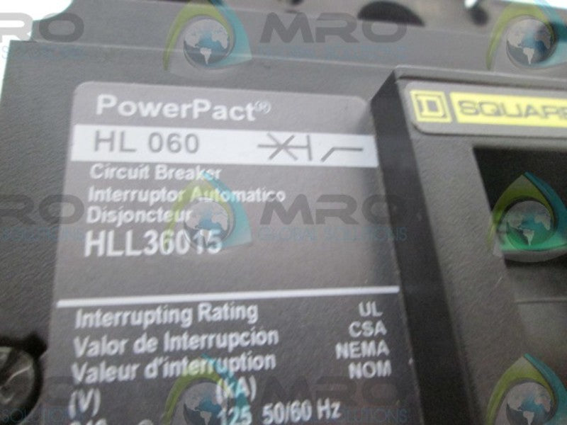 SQUARE D HLL36015 CIRCUIT BREAKER  UNMP