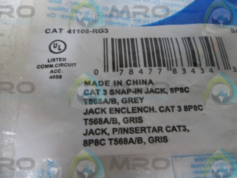 LEVITON 41108-RG3 CAT 3 SNAP IN JACK  NSMP