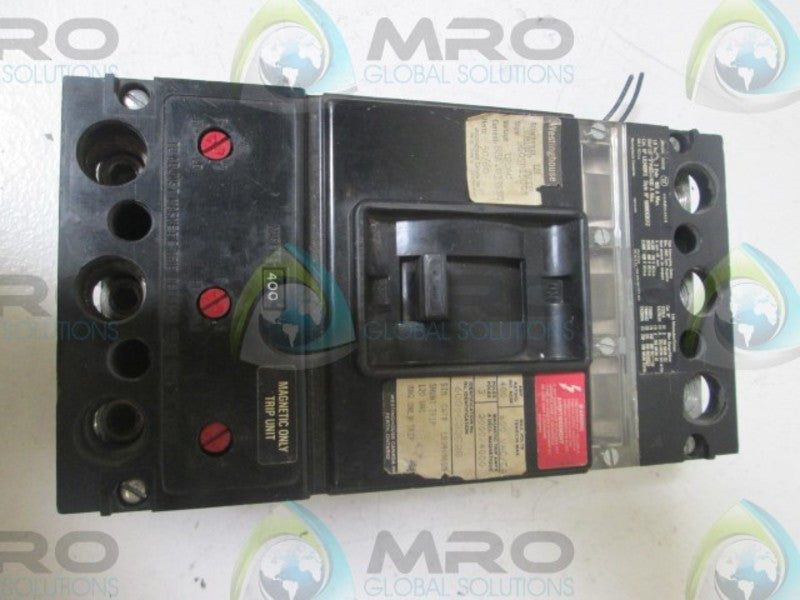 WESTINGHOUSE LB3400 CIRCUIT BREAKER 400A w/ 2605DI5G05 SHUNT TRIP  UNMP
