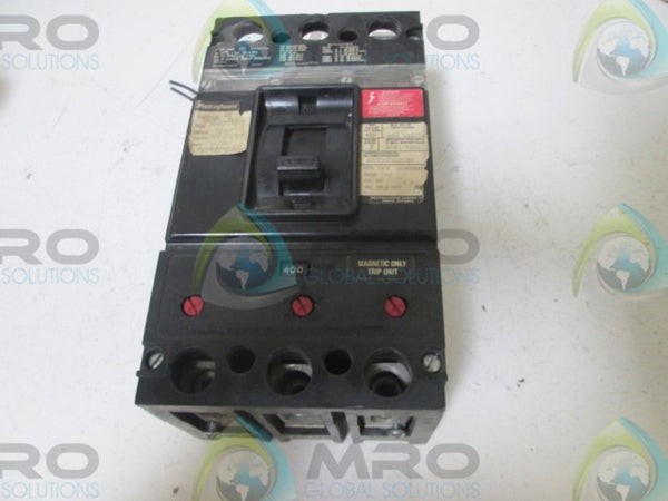 WESTINGHOUSE LB3400 CIRCUIT BREAKER 400A w/ 2605DI5G05 SHUNT TRIP  UNMP