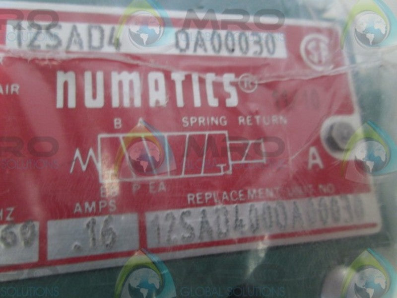 NUMATICS 12SAD4 0A00030 SOLENOID VALVE * NEW NO BOX *
