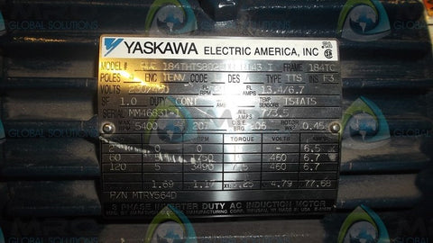 YASKAWA 9VE184THTS8028DR R143 I AC INDUCTION MOTOR 5400RPM 5HP * NEW NO BOX *