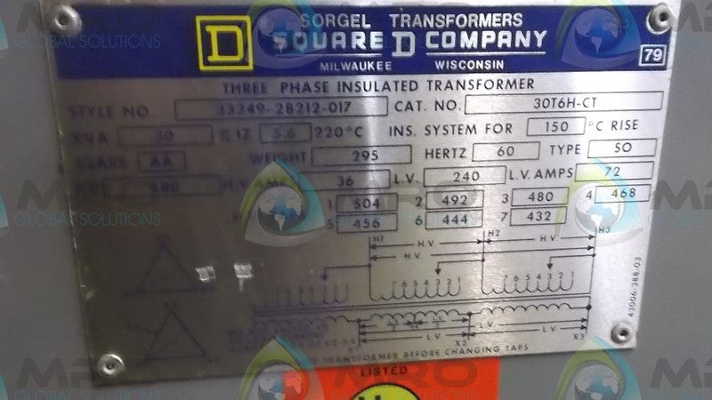 SQUARE D 33349-28212-017 TRANSFORMER  UNMP
