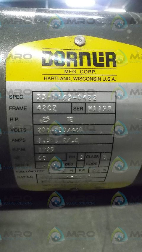 BALDOR 33-1163-0422 MOTOR .25HP 460V * USED *