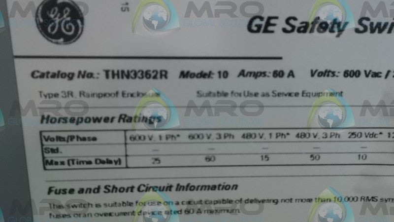GENERAL ELECTRIC THN3362R  UNMP