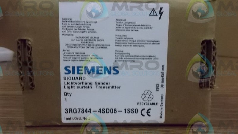 SIEMENS 3RG7844-4SD06-1SS0 LIGHT CURTAIN TRANSMITTER * FACTORY SEALED *