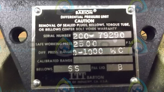ITT BARTON DIFFERENTIAL PRESSURE UNIT * NEW IN BOX *