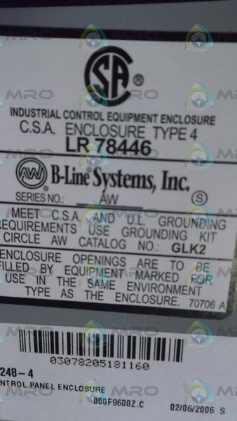COOPER 36248-4 IND. CONTROL PANEL ENCLOSURE  NSNP