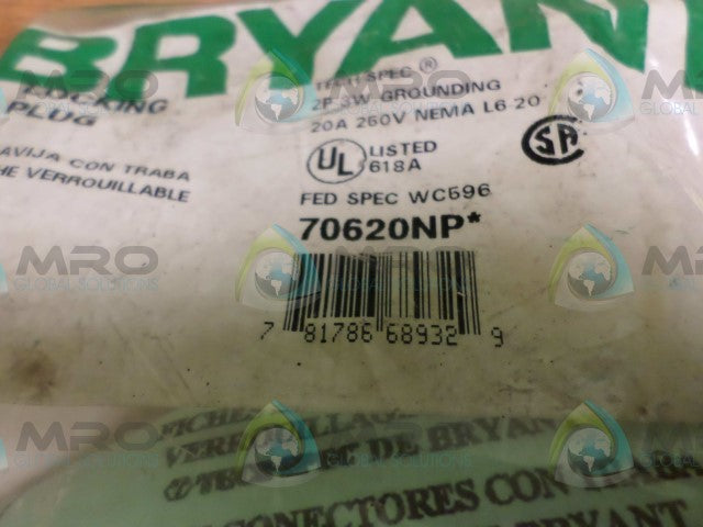 BRYANT 70620NP LOCKING PLUG * NEW IN FACTORY BAG *