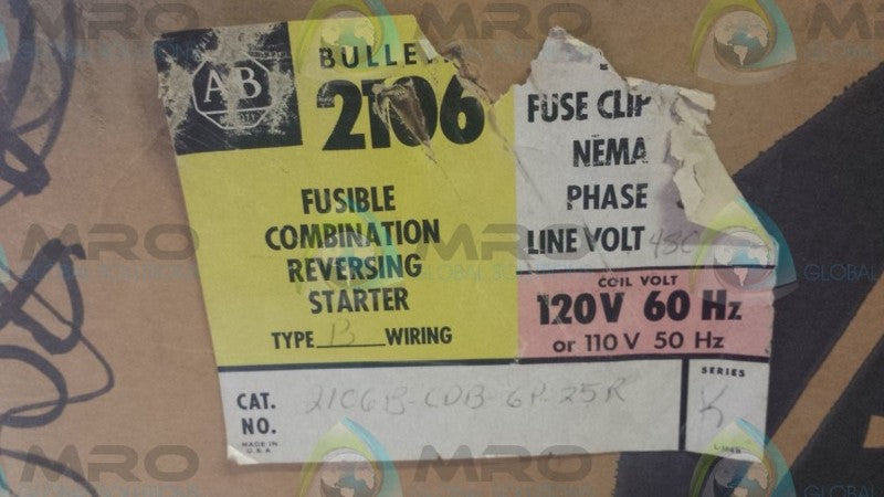 Allen Bradley 2106BCDB6P25R NSFP * GENUINE * 2106B CDB 6P 25R