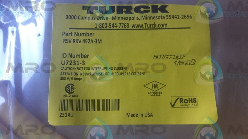 TURCK RSV RKV 492A-3M CABLE * NEW IN BAG *