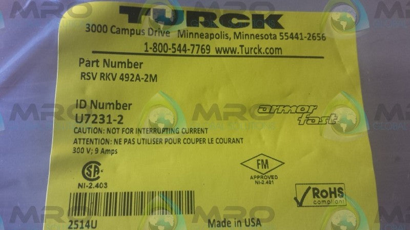 TURCK RSV RKV 492A-2M CABLE * NEW IN BAG *