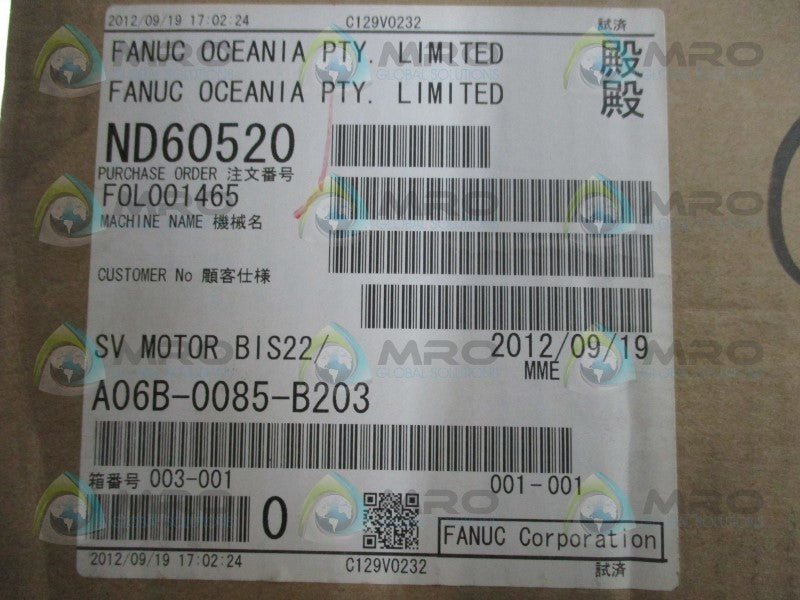 FANUC A06B-0085-B203 SERVO MOTOR * FACTORY SEALED *