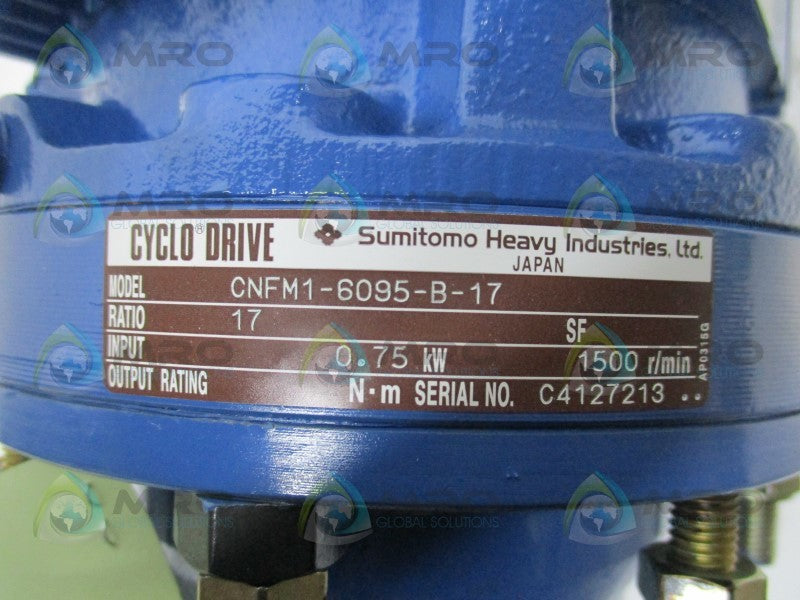 SUMITOMO CNFM1-6095-B-17 CYCLO GEARMOTOR 1500 RPM 17:1  NSMP