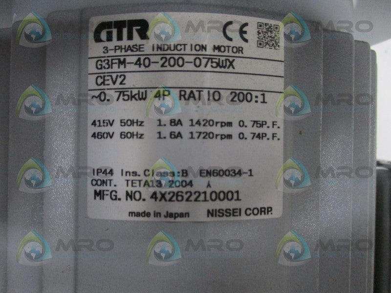 GTR G3FM-40-200-075WX INDUCTION MOTOR  NSMP