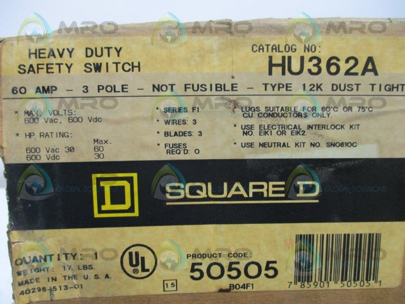 SQUARE D HU362A SAFETY SWITCH  NSMP