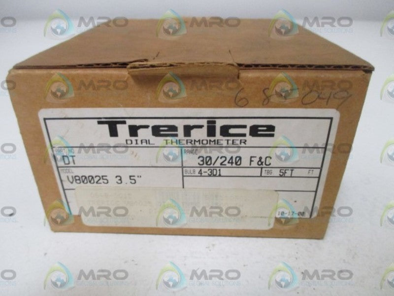 TRERICE V80025 3.5" DIAL THERMOMETER *NEW IN BOX*
