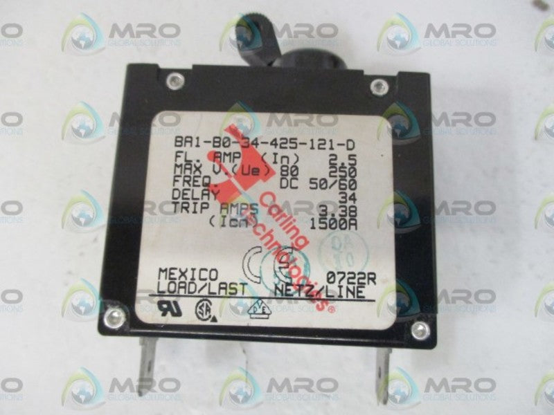 LOT OF 2 CARLING TECH. BA1-B0-34-425-121-D CIRCUIT BREAKER *NEW NO BOX*