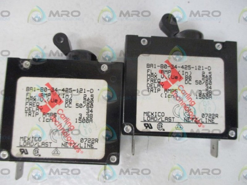 LOT OF 2 CARLING TECH. BA1-B0-34-425-121-D CIRCUIT BREAKER *NEW NO BOX*