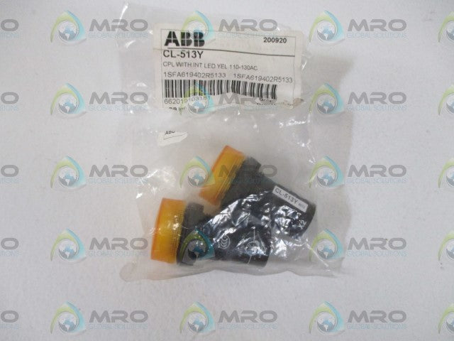 LOT OF 2 ABB CL-513Y CPL WITH INT LED YEL 100-130AC *NEW IN A FACTORY BAG*
