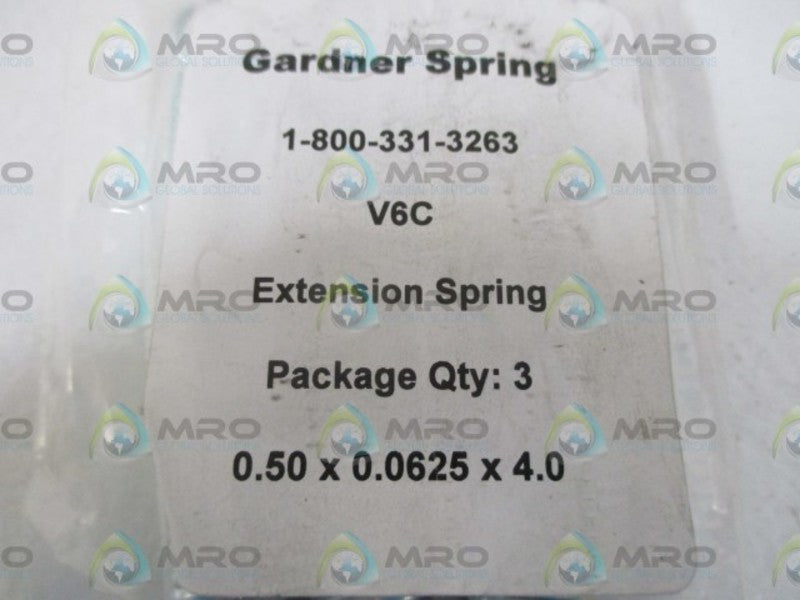 GARDNER SPRING V6C EXTENSION SPRING (3QTY.)*NEW IN A FACTORY BAG*