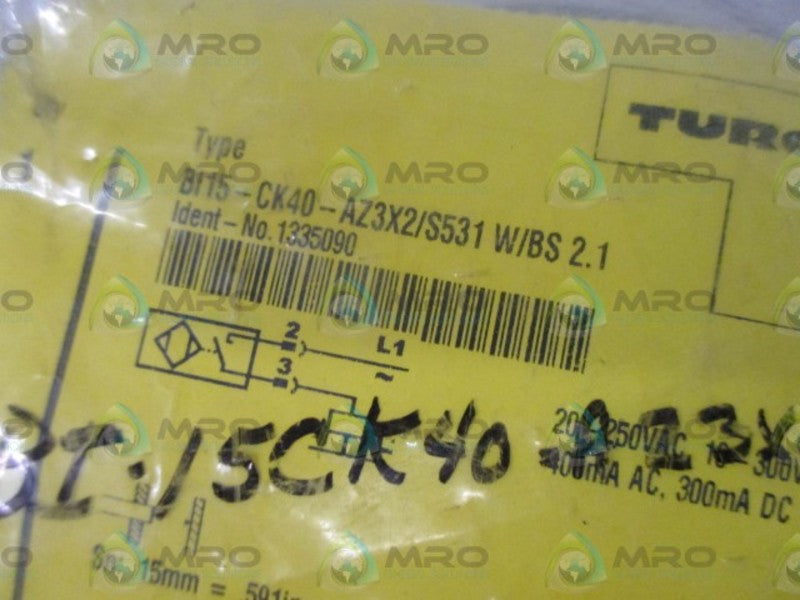 TURCK BI15-CK40-AZ3X2/S531 W/BS2.1 INDUCTIVE SENSOR * NEW IN A FACTORY BAG *