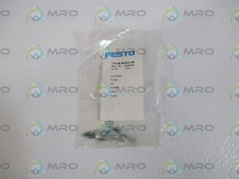 FESTO CPX-M-M3X22-4X SCREW (4QTY.) * NEW IN A FACTORY BAG *