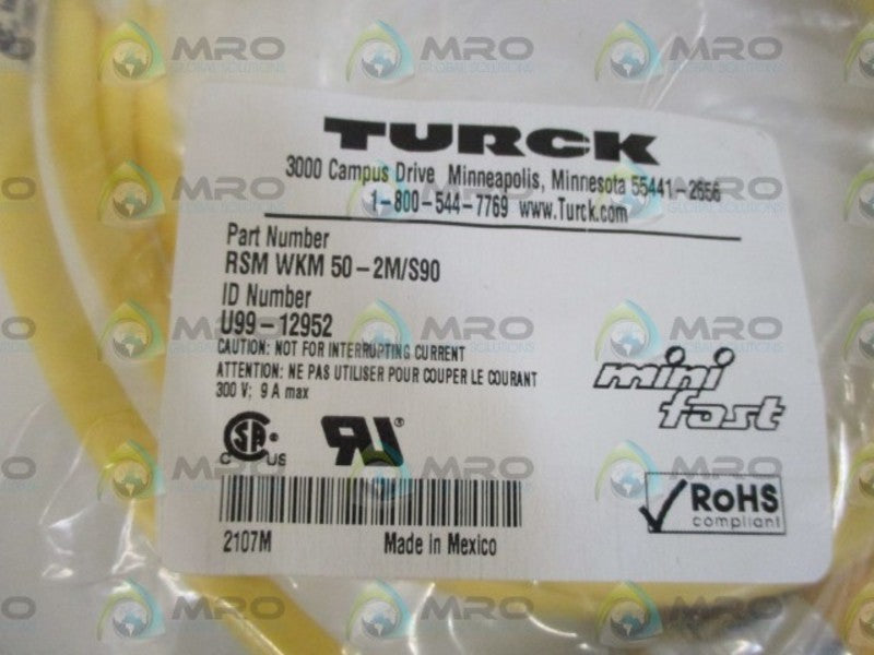 TURCK RSM WKM 50-2M/S90 CORDSET * NEW IN A FACTORY BAG *