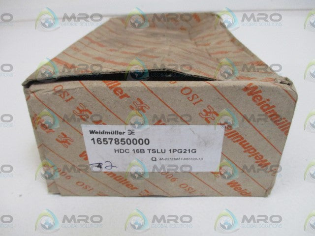 LOT OF 2 WEIDMULLER 1657850000 (HDC 16B TSLU 1PG21G) HOOD *NEW IN BOX*