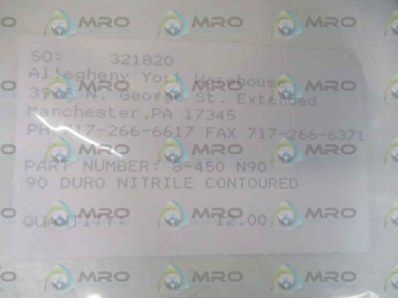 LOT OF 12 ALLEGHENY 8-450 N90 90-DURO NITRILE CONTOURED *NEW IN A BAG*