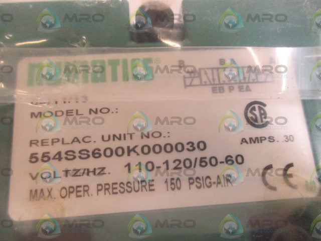 NUMATICS 554SS600K000030 SOLENOID VALVE * NEW IN A BAG *