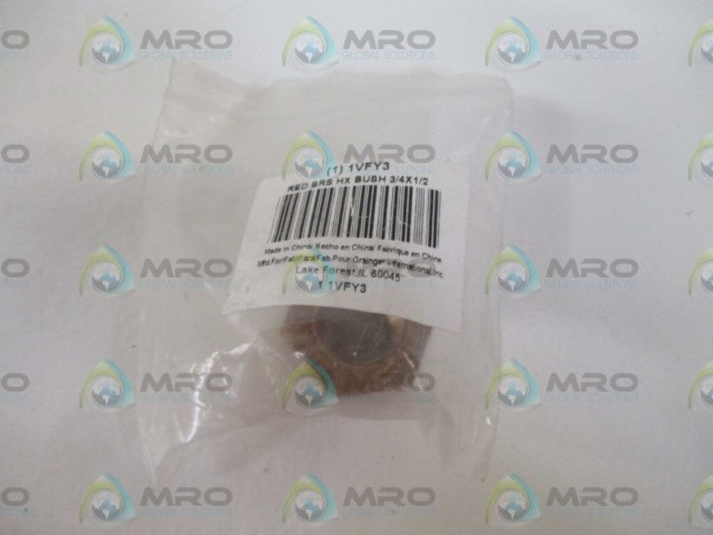 LOT OF 2 GRAINER 1VFY3 RED BRS HX BUSH 3/4X1/2 *NEW IN A BAG*