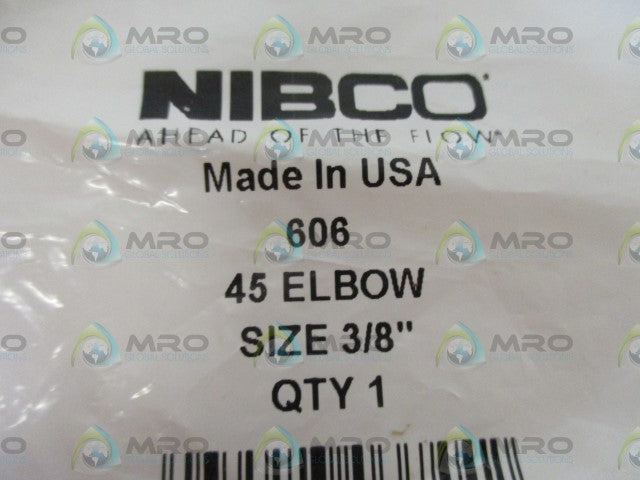 LOT OF 6 NIBCO 606 45-ELBOW SIZE 3/8" *NEW IN A FACTORY BAG*