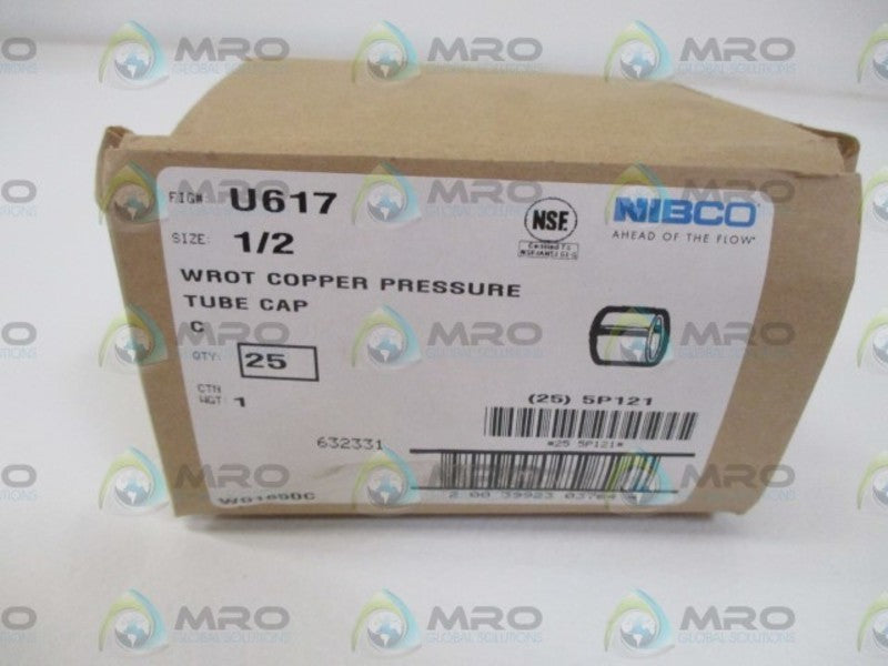 LOT OF 25 NIBCO U617 1/2" WROT COPPER PRESSURE TUBE CAP*NEW IN BOX*