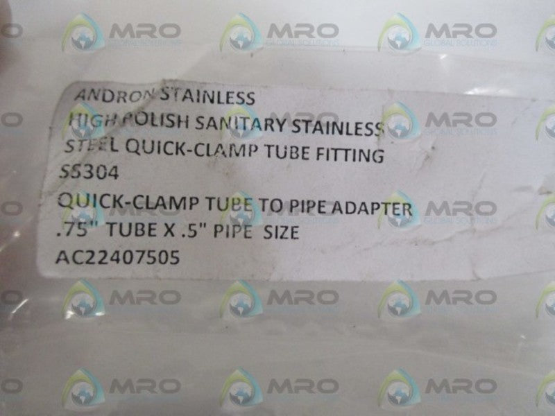 ANDRONS SS304 TUBE FITTING * NEW IN A BAG *