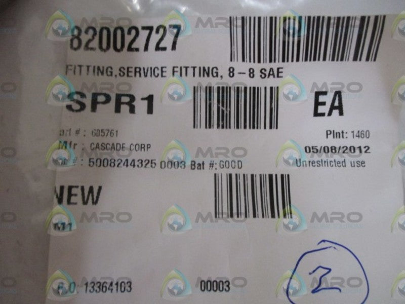 LOT OF 2 CASCADE 605761 FITTING *NEW IN A BAG*