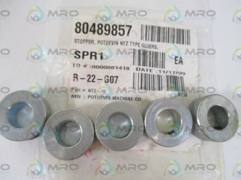 LOT OF 5 POTDEVIN MACHINE CO. NTZ-28 STOPPER *NEW IN A BAG*