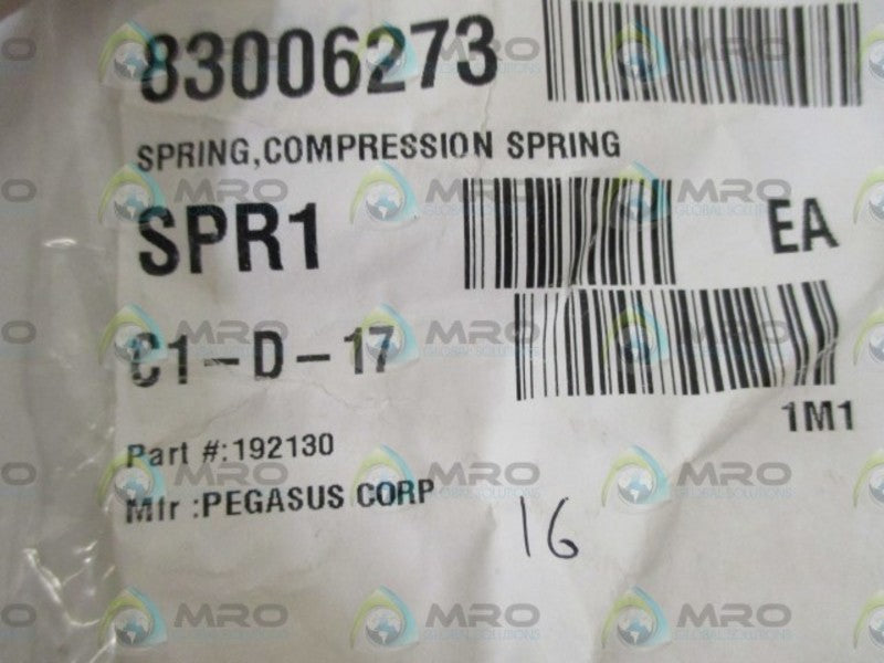 LOT OF 16 PEGASUS CORP. 192130 COMPRESSION SPRING *NEW IN A BAG*