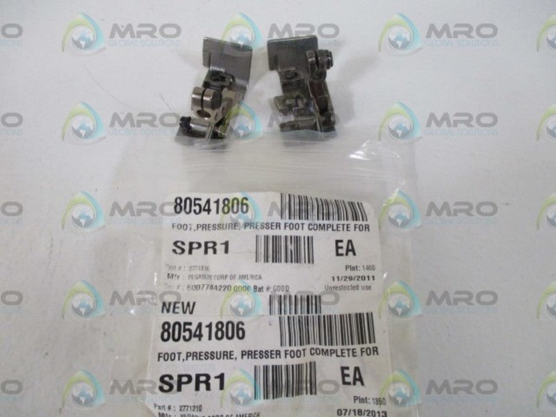 LOT OF 2 PEGASUS CORP. 2771210 FOOR PRESSER *NEW IN A BAG*