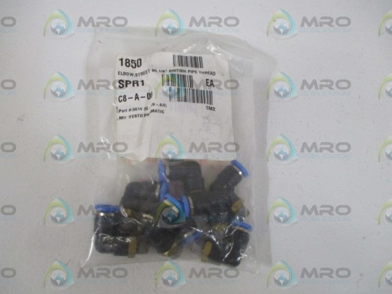 LOT OF 8 FESTO 3614 (G-1/8-A/I) THREAD ELBOW *NEW IN A BAG*
