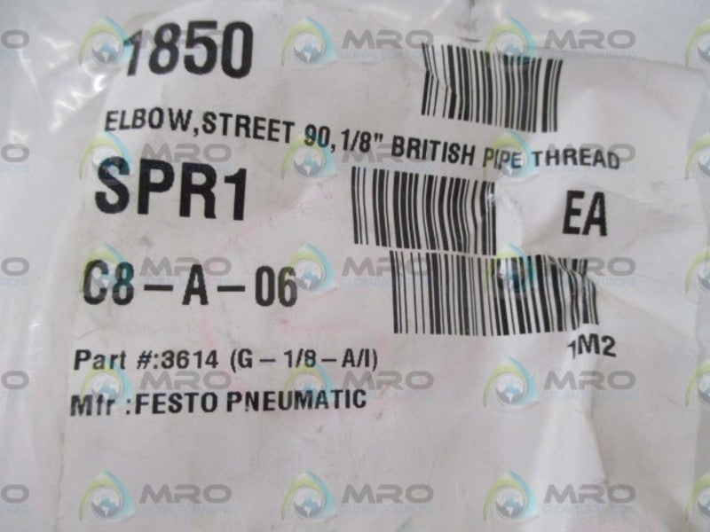 LOT OF 8 FESTO 3614 (G-1/8-A/I) THREAD ELBOW *NEW IN A BAG*