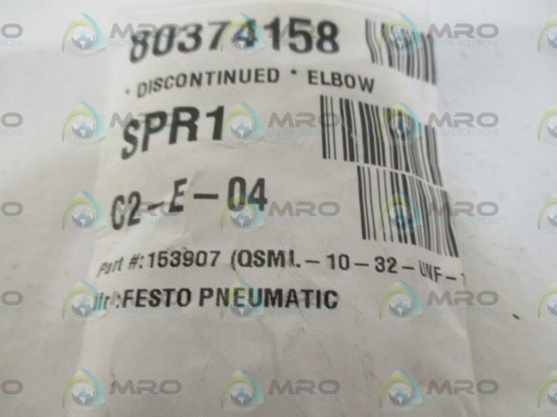 LOT OF 6 FESTO 153907 (QSML-10-32-UNF-18-JM2) ELBOW *NEW IN A BAG*