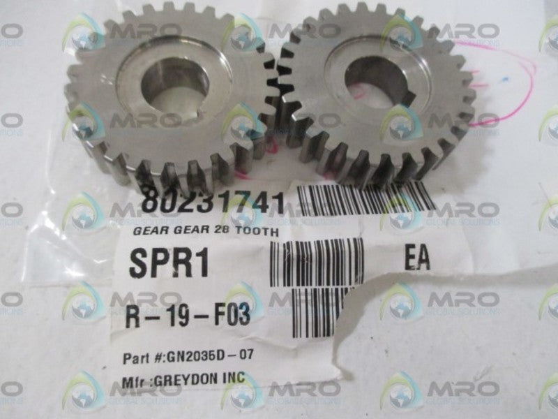 LOT OF 2 GREYDON GN2035D-07 GEAR *NEW NO BOX*
