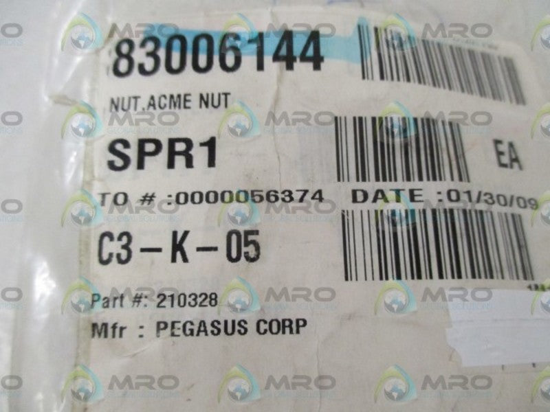 LOT OF 46 PEGASUS CORP. 210328 ACME NUT *NEW IN A  BAG*