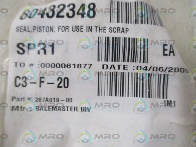 BALEMASTER DIV. 287A019-00 PISTON SEAL * NEW IN A BAG *