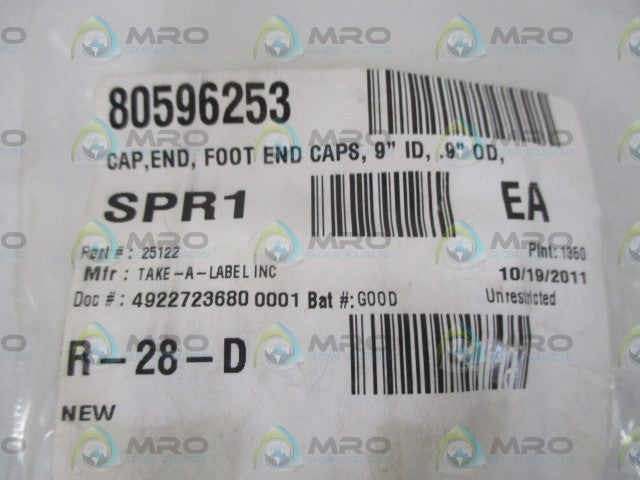 LOT OF 8 TAKE-A-LABEL INC. 25122 END CAP FOOT *NEW IN A BAG*