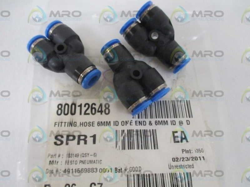 LOT OF 3 FESTO 153149 (QSY-9) HOSE FITTING *NEW IN A BAG*