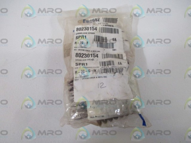 LOT OF 12 VROOM ENGR & MFG INC. 70V1291 SPRING *NEW IN A BAG*