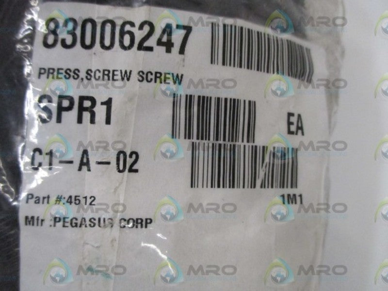 LOT OF 100 PEGASUS CORP. 4512 PRESS SCREW *NEW IN A BAG*