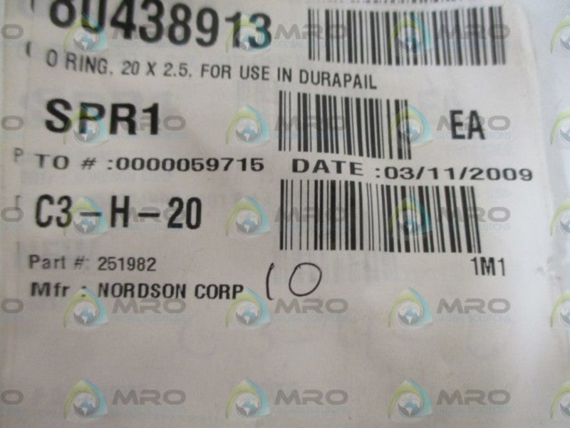 LOT OF 10 NORDSON 251982 O-RING *NEW IN A BAG*